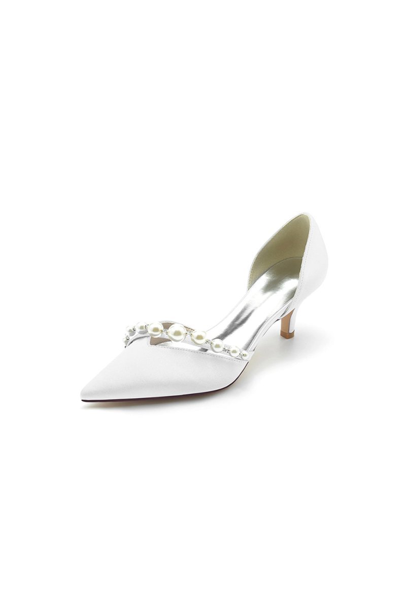 Pearl Pointed Toe Stiletto Heels - BOLODOO