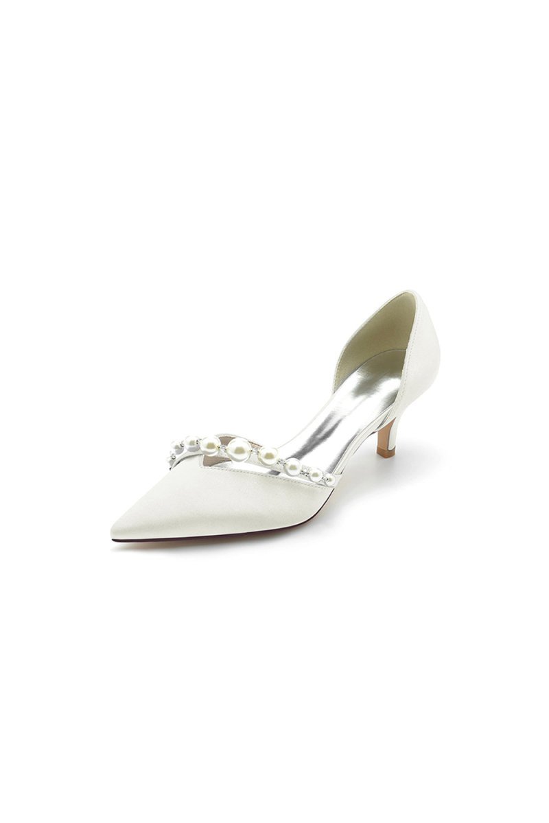 Pearl Pointed Toe Stiletto Heels - BOLODOO