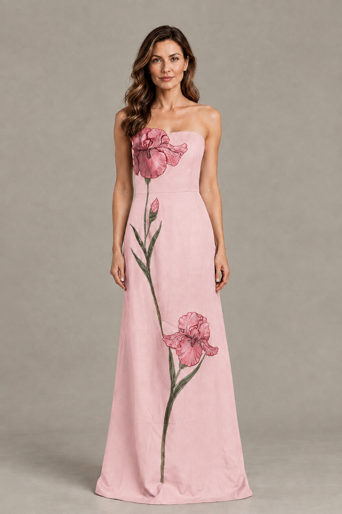 BOLODOO Pink Strapless Floral Mother of the Bride Gown - Pink - Pink_01