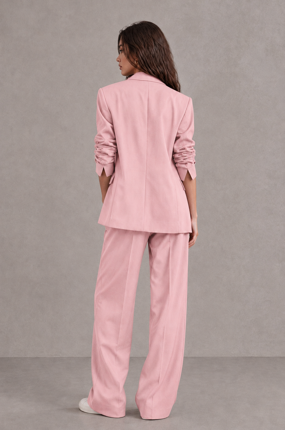 BOLODOO Pink Brown Blazer & Wide-Leg Pants Suit for Women - Pink - Pink_02