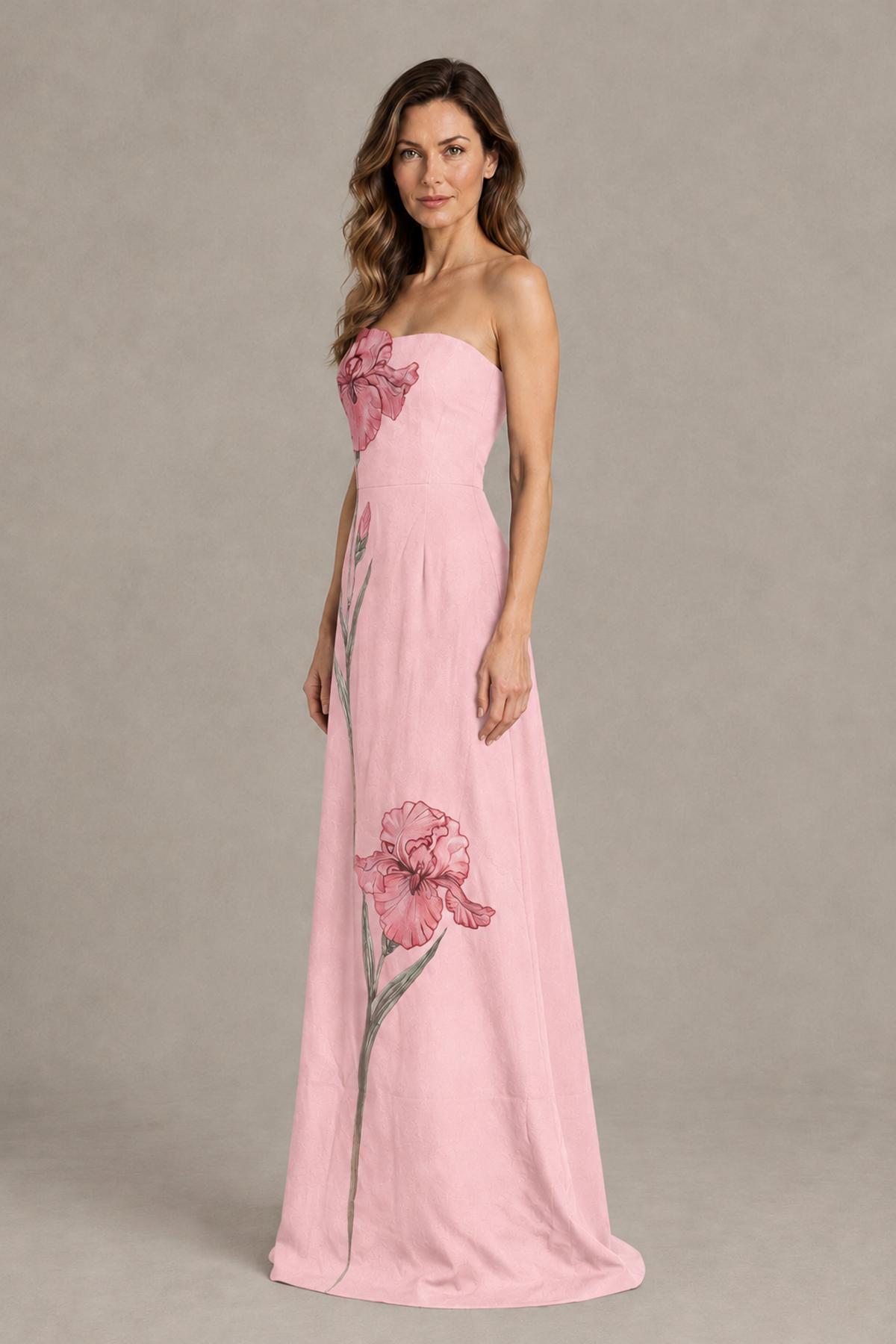BOLODOO Pink Strapless Floral Mother of the Bride Gown - Pink - Pink_03