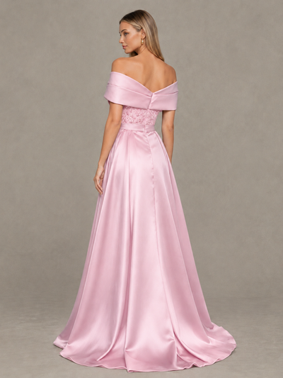 BOLODOO Pink Sequin Mermaid Evening Dress with Detachable Satin Overskirt and Sweep Train - Pink - Pink_2