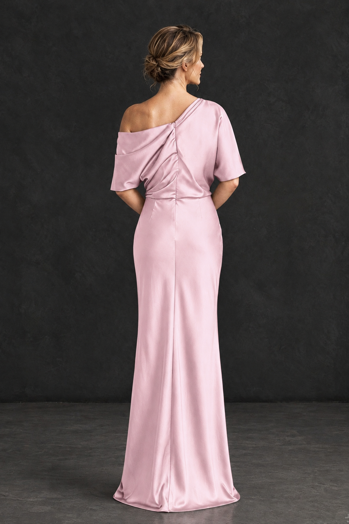 BOLODOO Pink Satin Asymmetric Mother of the Bride Dress - Pink - Pink_2