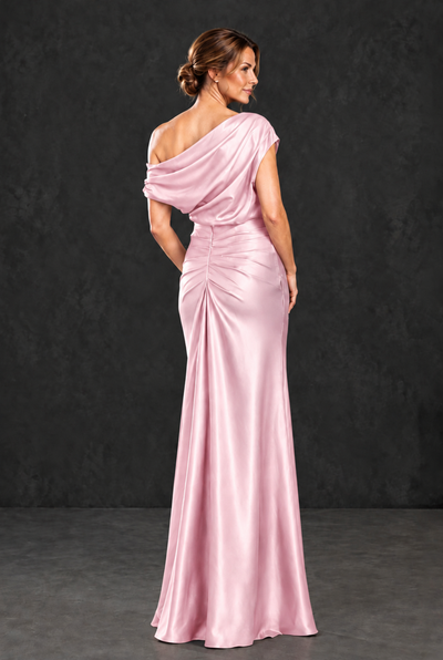 BOLODOO Pink Asymmetric Ruched Mother of the Bride Dress - Pink - Pink_2