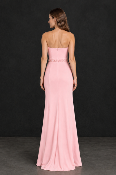 BOLODOO Pink Strapless Mother of the Bride Dress with 3D Floral Appliques - Pink - Pink_2
