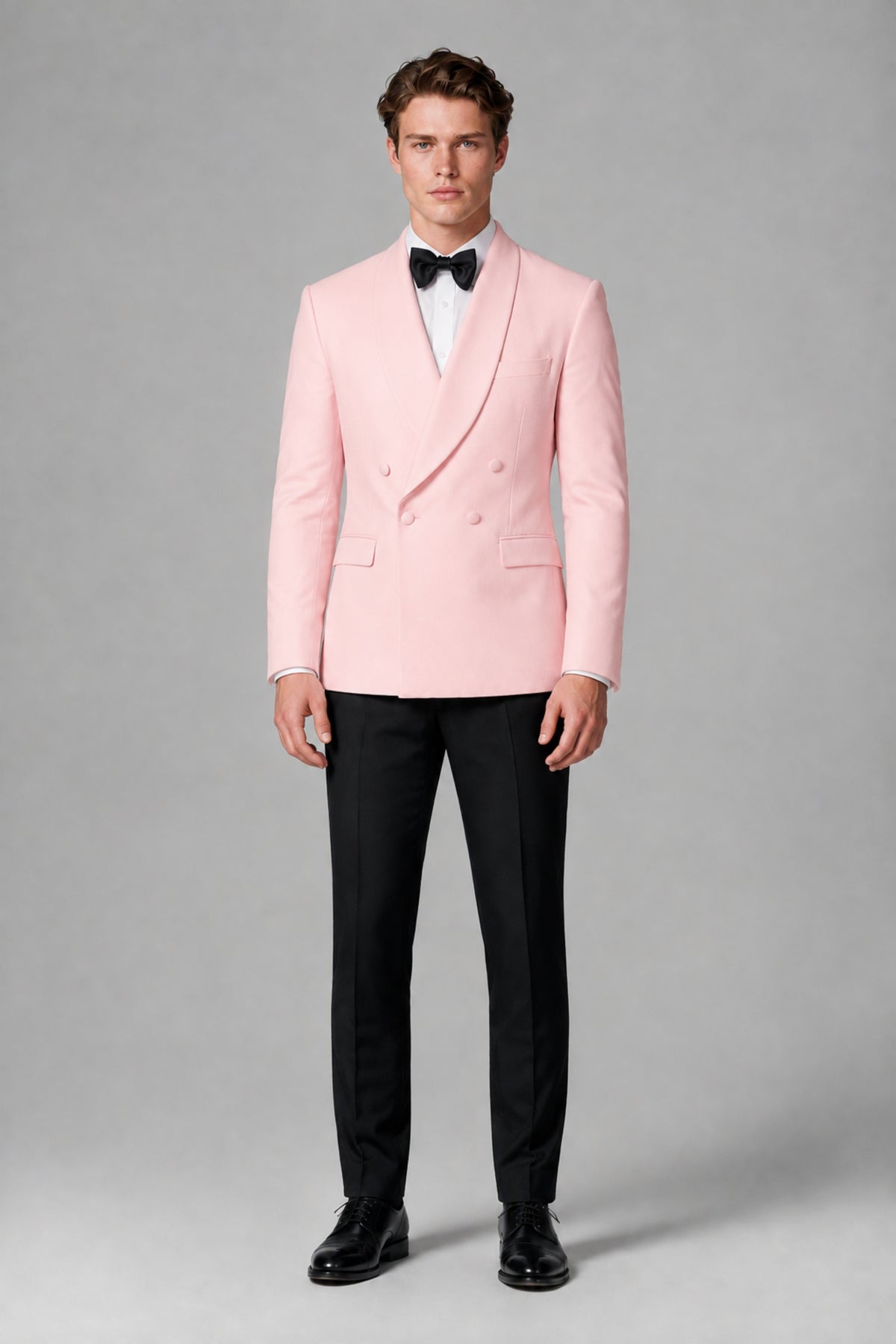 BOLODOO Men's Pink Double-Breasted Tuxedo Blazer – Shawl Lapel Formal Suit Jacket - Pink - Pink_2
