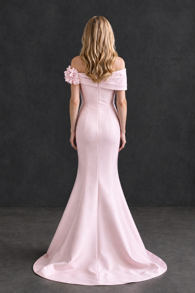 BOLODOO Pink Off-Shoulder Floral Mermaid Mother of the Bride Dress - Pink - Pink_2