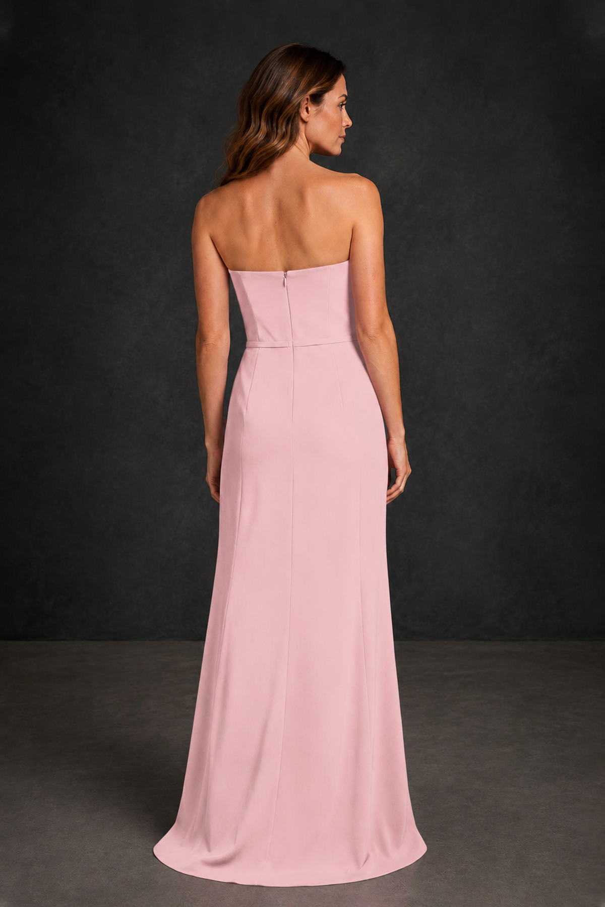 BOLODOO Pink Strapless Mother of the Bride Dress with Ruffle Detail - Pink - Pink_2