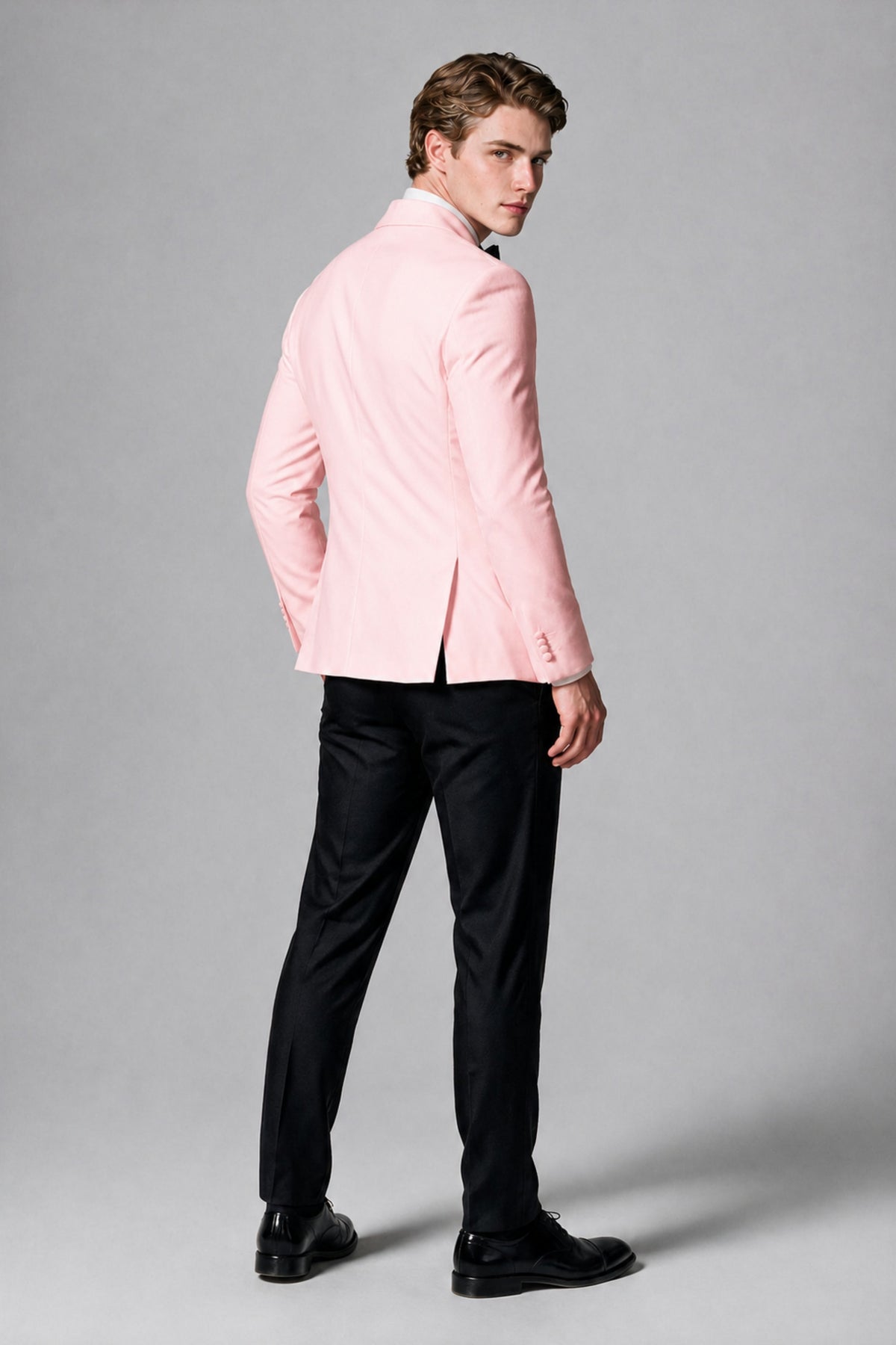BOLODOO Men's Pink Double-Breasted Tuxedo Blazer – Shawl Lapel Formal Suit Jacket - Pink - Pink_3