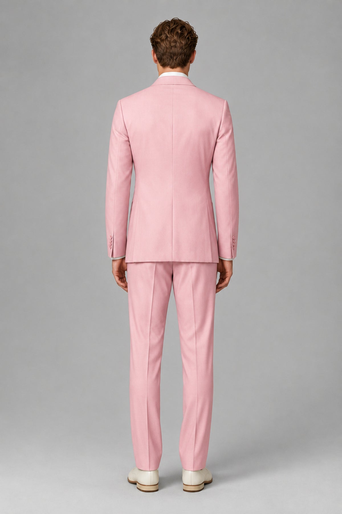 Bolodoo Men's Pink Wrap Tie-Waist Two-Piece Suit – Jacket & Trousers - Pink - Pink_3