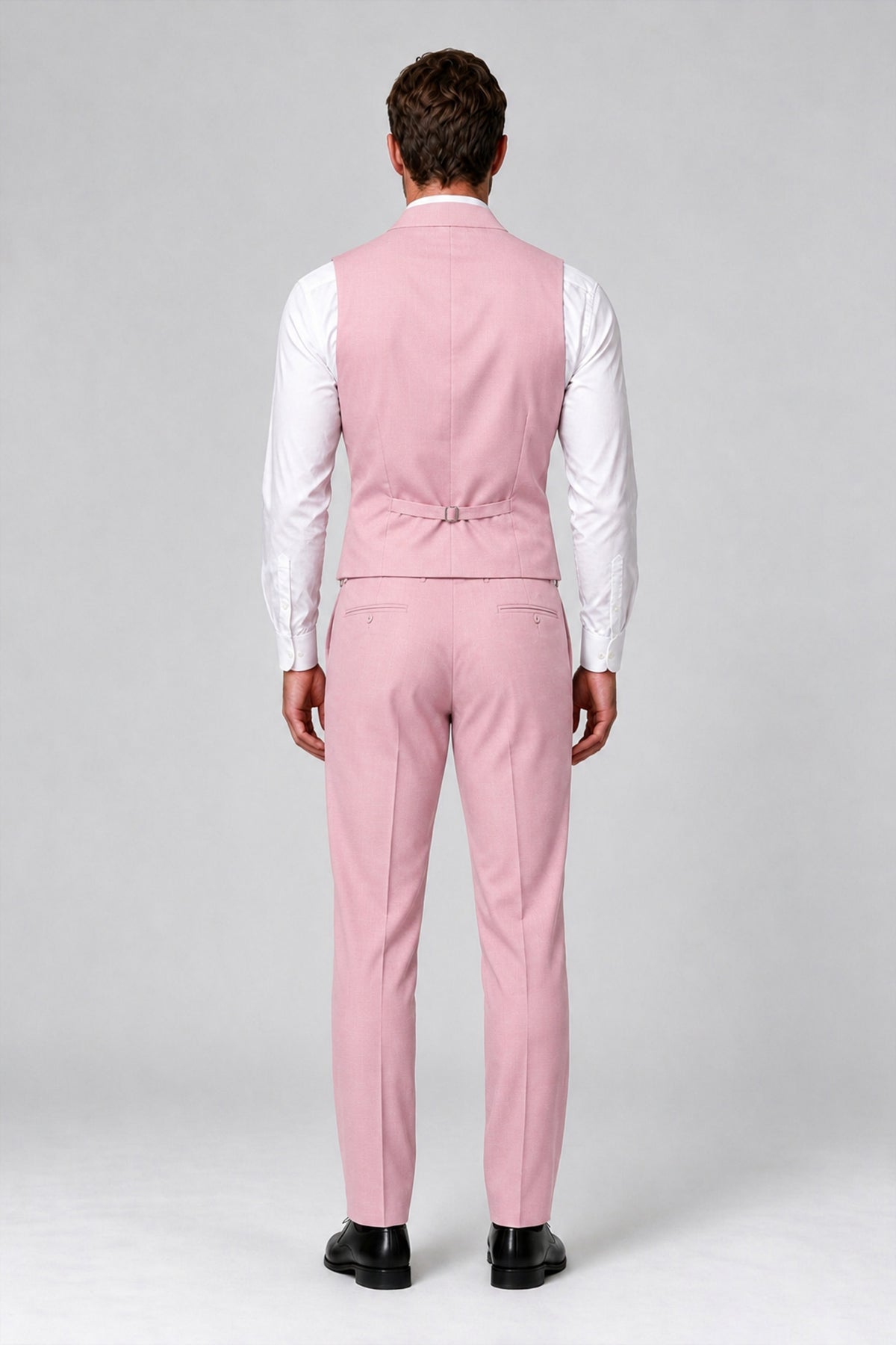 Bolodoo Men's Pink Double-Breasted Vest and Pants 2-Piece Suit - Pink - Pink_3
