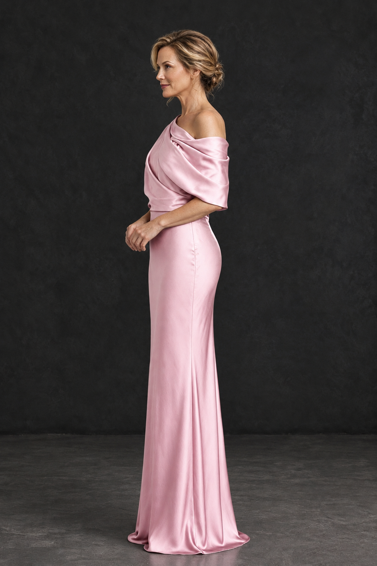 BOLODOO Pink Satin Asymmetric Mother of the Bride Dress - Pink - Pink_3