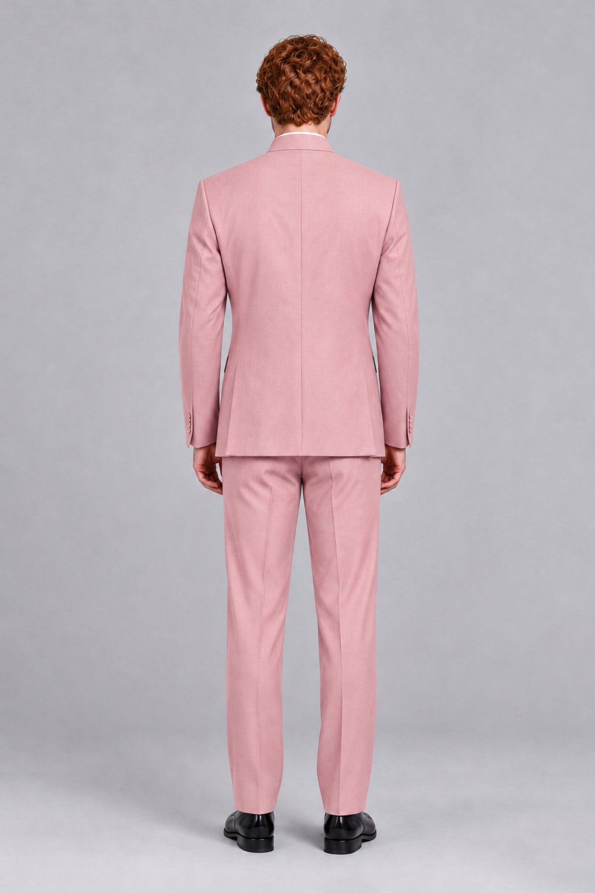 BOLODOO Men's Pink Mandarin Collar Two-Piece Suit - Pink - Pink_3