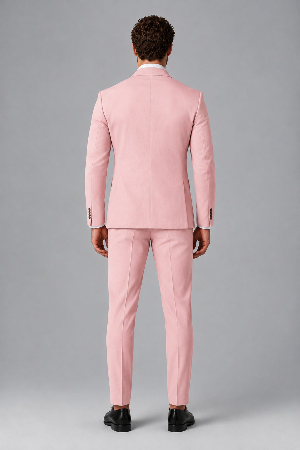 Bolodoo Men's Pink Two-Piece Suit with Notch-Lapel Jacket & Trousers - Pink - Pink_3
