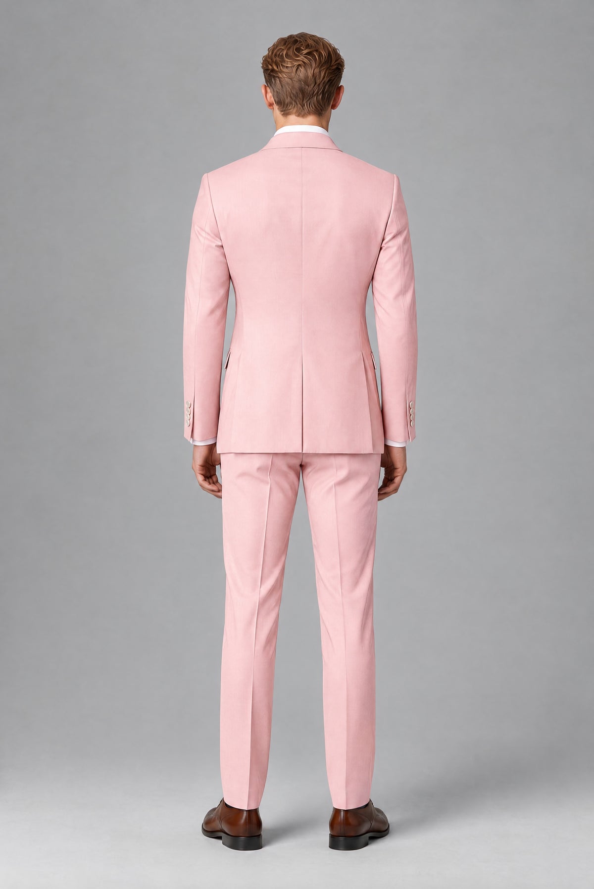 Bolodoo Men's Pink Double-Breasted 2-Piece Wedding Suit - Pink - Pink_3