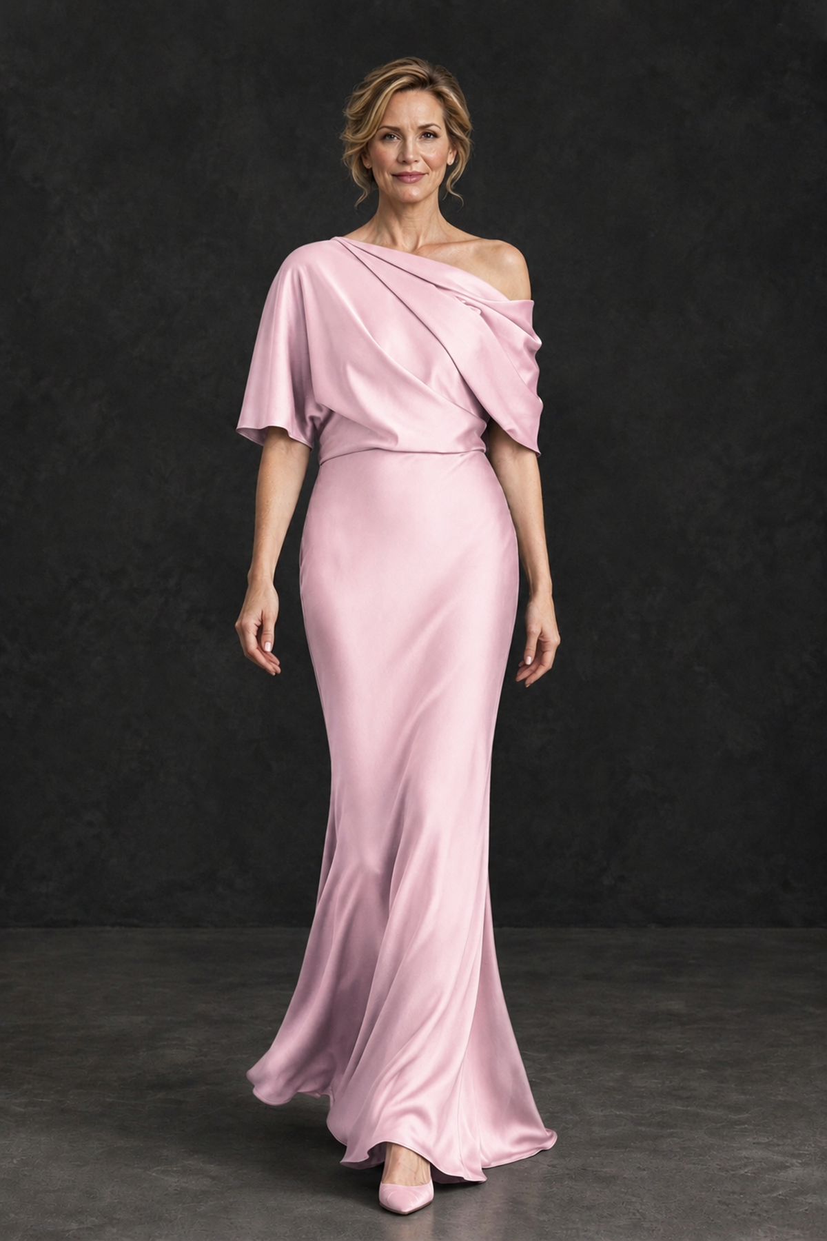 BOLODOO Pink Satin Asymmetric Mother of the Bride Dress - Pink - Pink_4