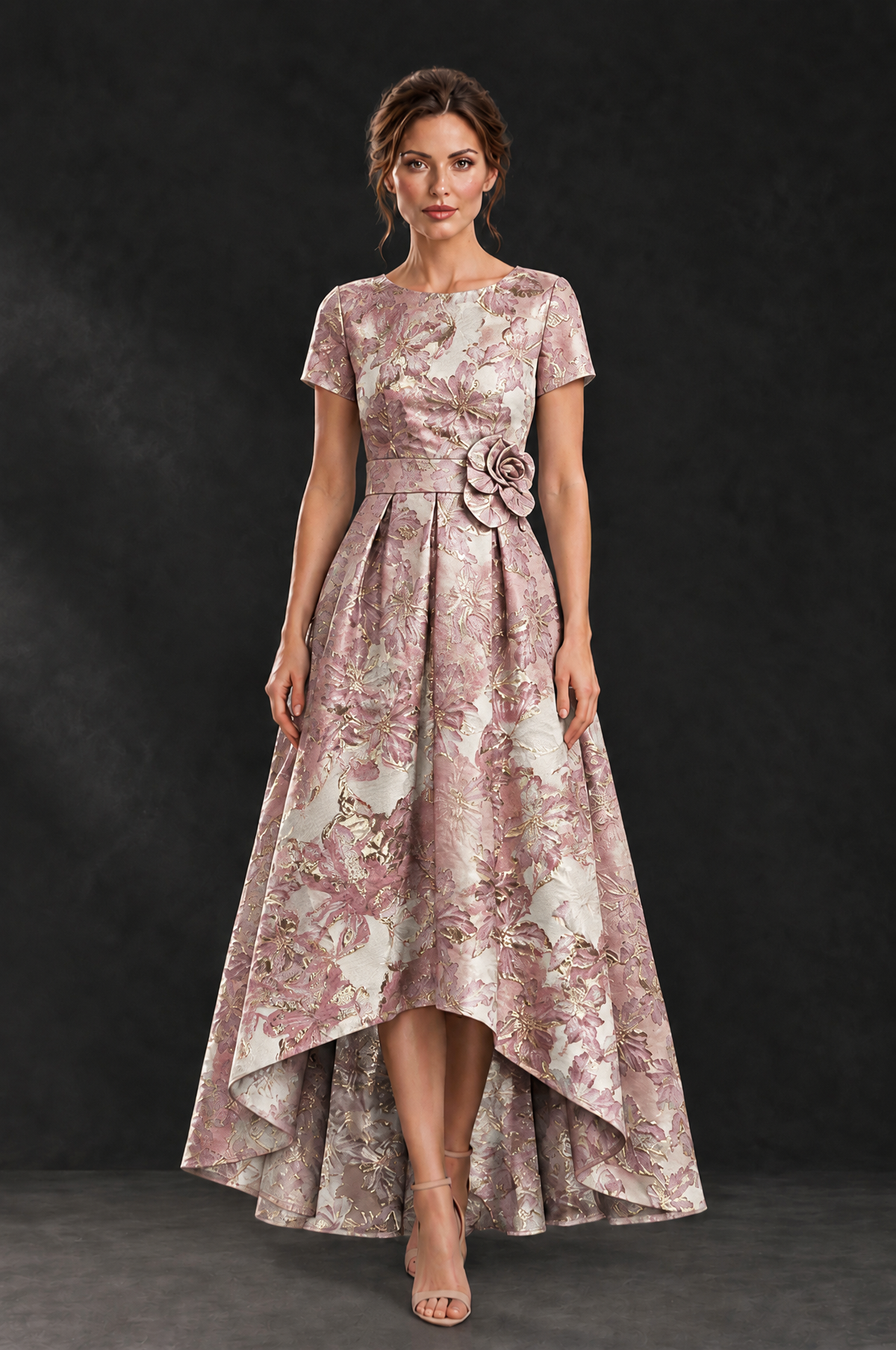 BOLODOO Pink Floral High Low Mother of the Bride Dress - Pink - Pink (1)