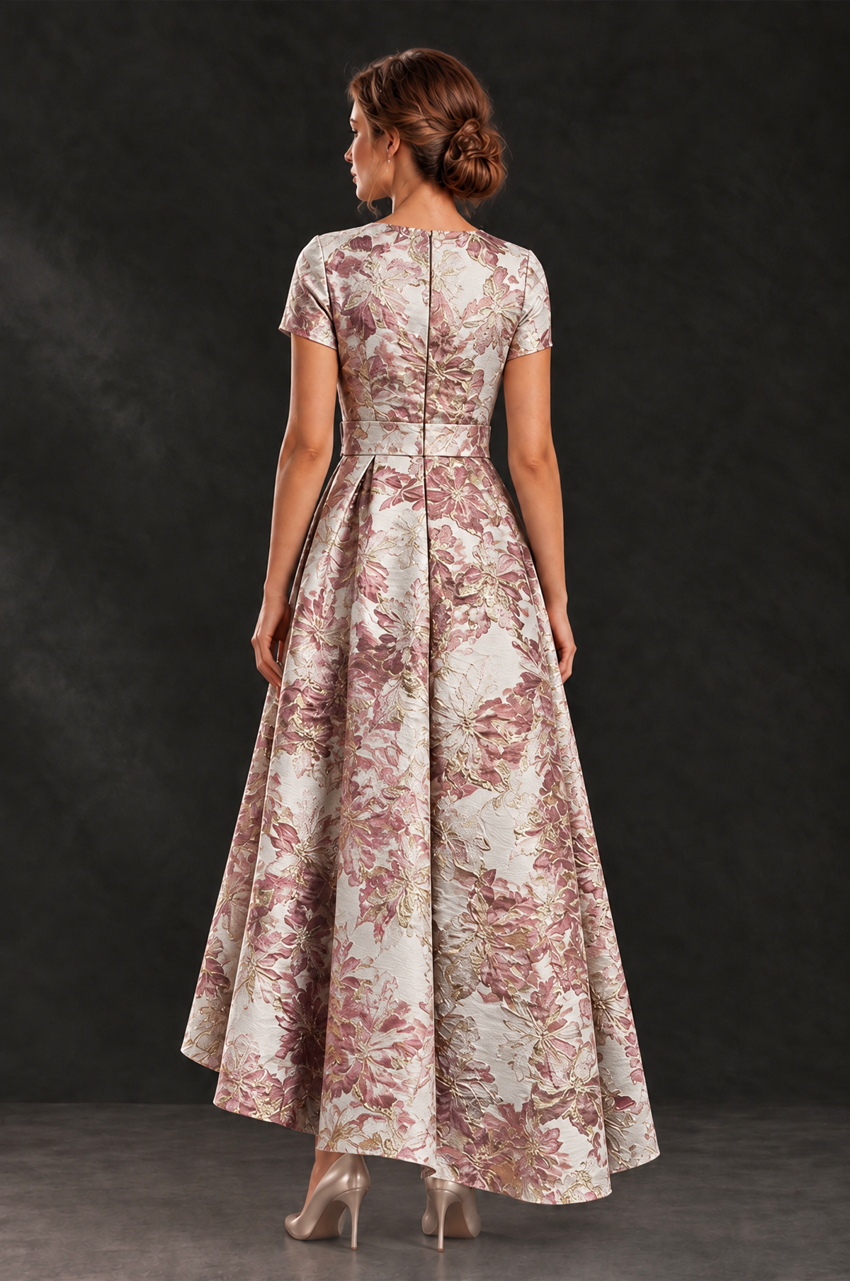 BOLODOO Pink Floral High Low Mother of the Bride Dress - Pink - Pink (2)