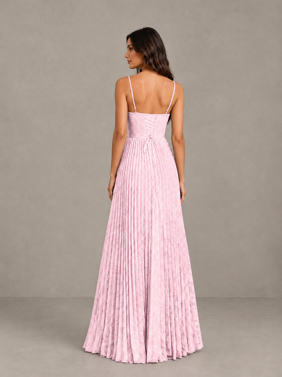 BOLODOO Pink Pleated Bridesmaid Dress with Sweetheart Neckline & Slit - Pink - Pink (2)