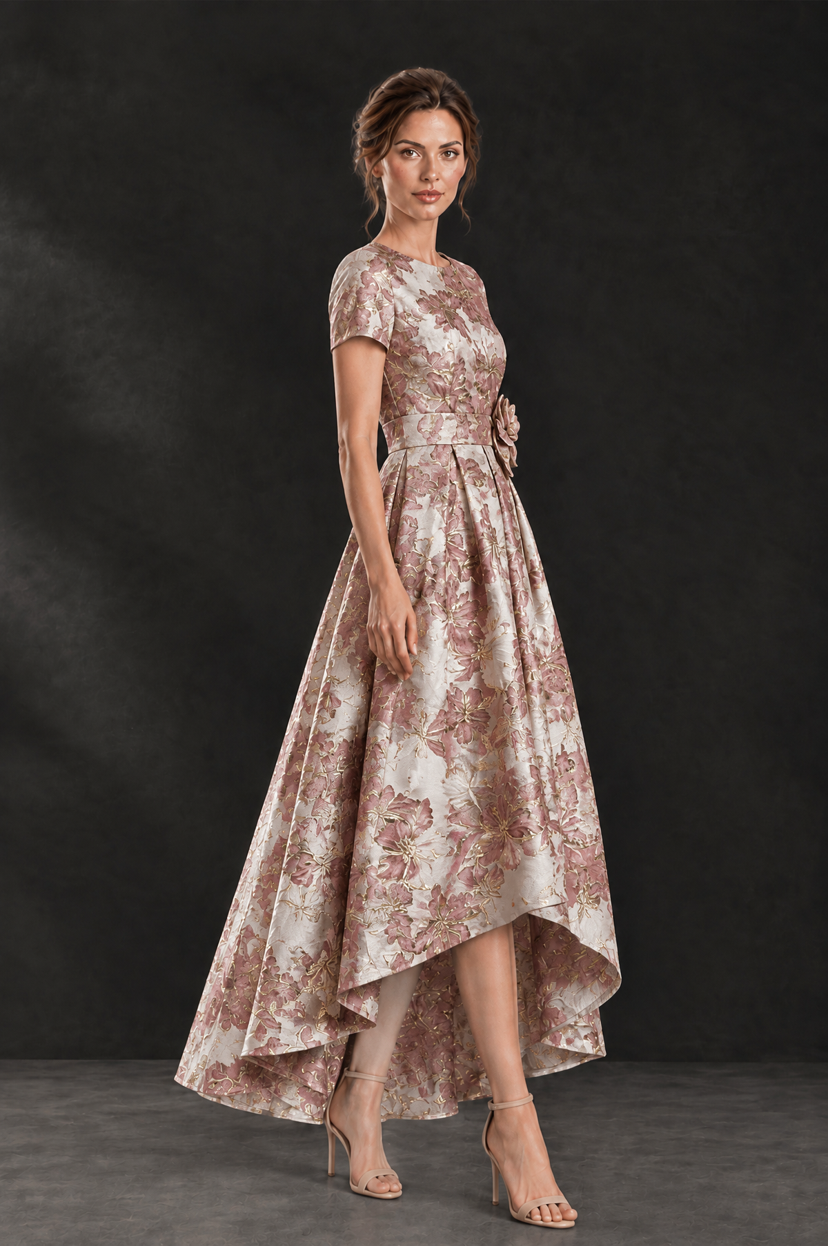 BOLODOO Pink Floral High Low Mother of the Bride Dress - Pink - Pink (3)