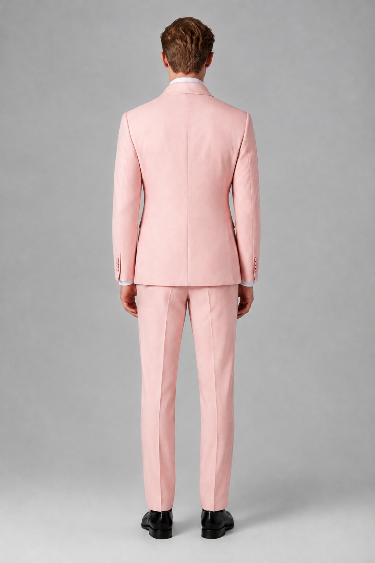 Bolodoo Men's Pink Shawl Lapel 2-Piece Tuxedo Suit – Jacket & Trousers - Pink - Pink (4)