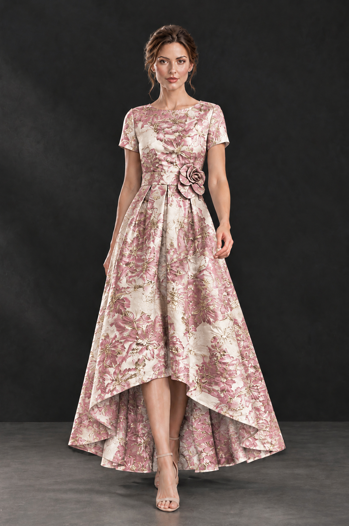 BOLODOO Pink Floral High Low Mother of the Bride Dress - Pink - Pink (4)