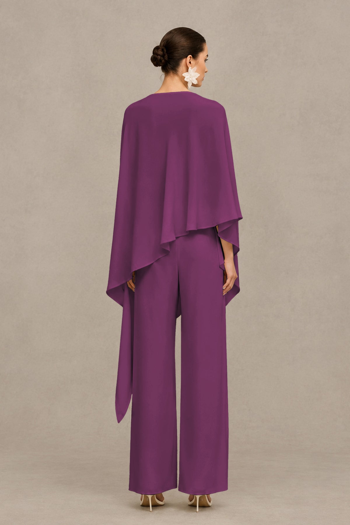 BOLODOO Plum Cape Sleeve Wide-Leg Formal Pantsuit - Plum - Plum_02