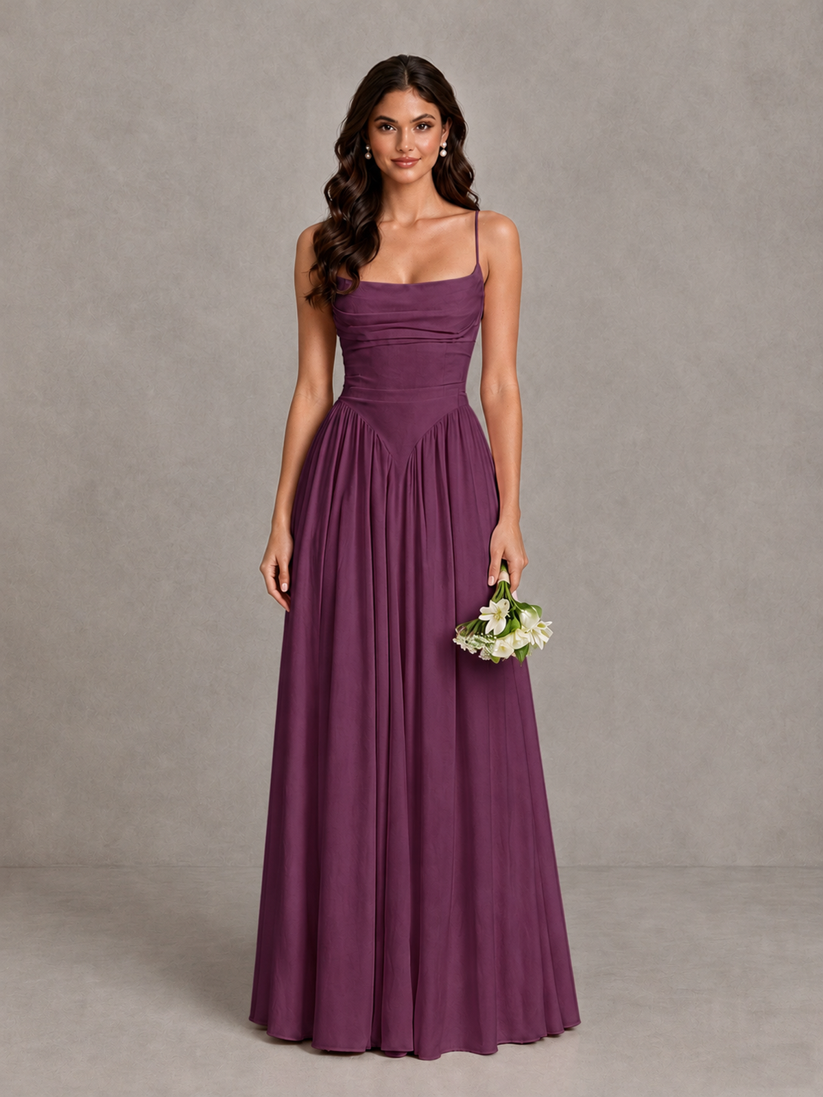BOLODOO Plum Lace-Up Back A-Line Bridesmaid Dress - Plum - Plum_1