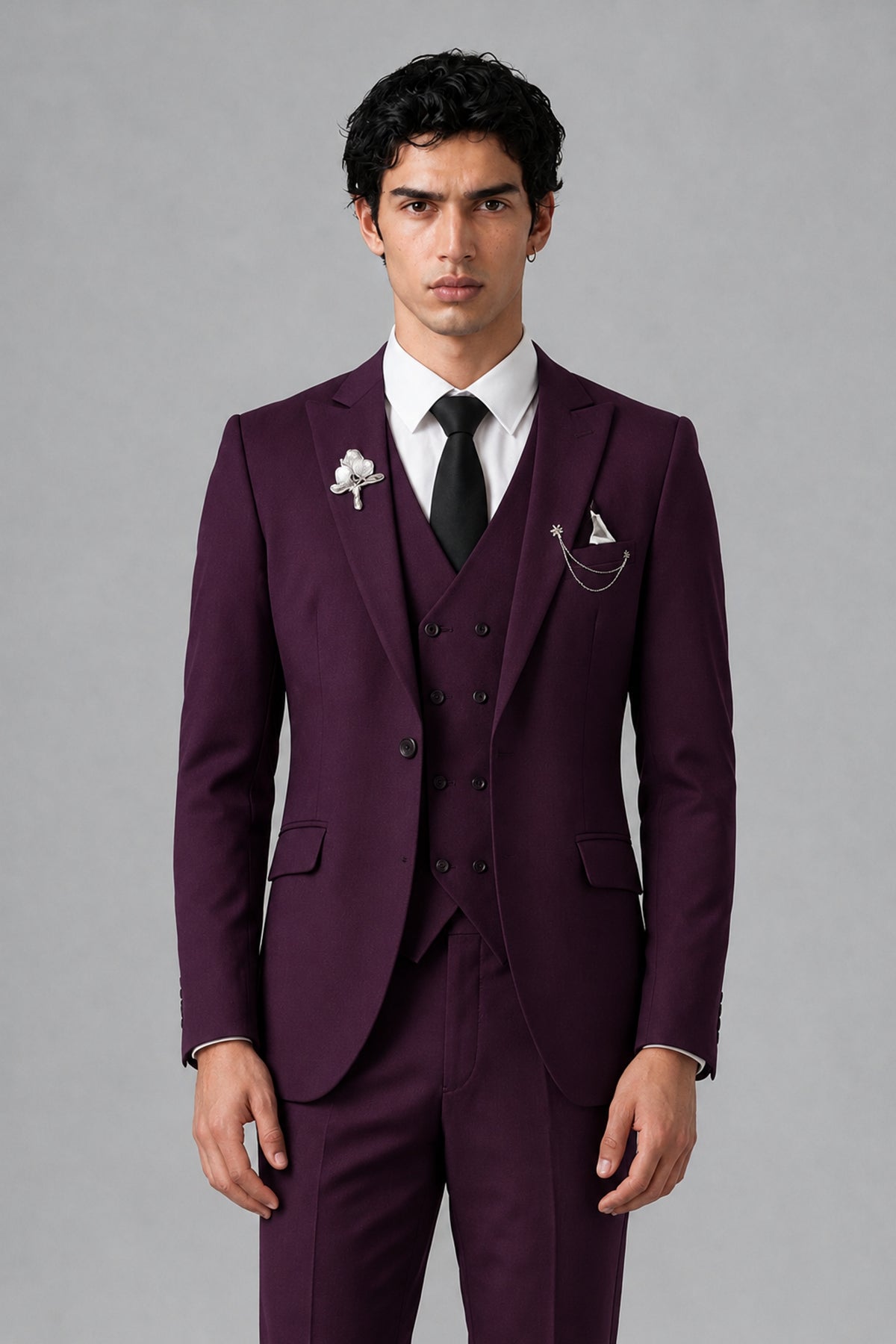 Bolodoo Men's Plum 2-Piece Suit – Notch Lapel Jacket & Trousers - Plum - Plum_1