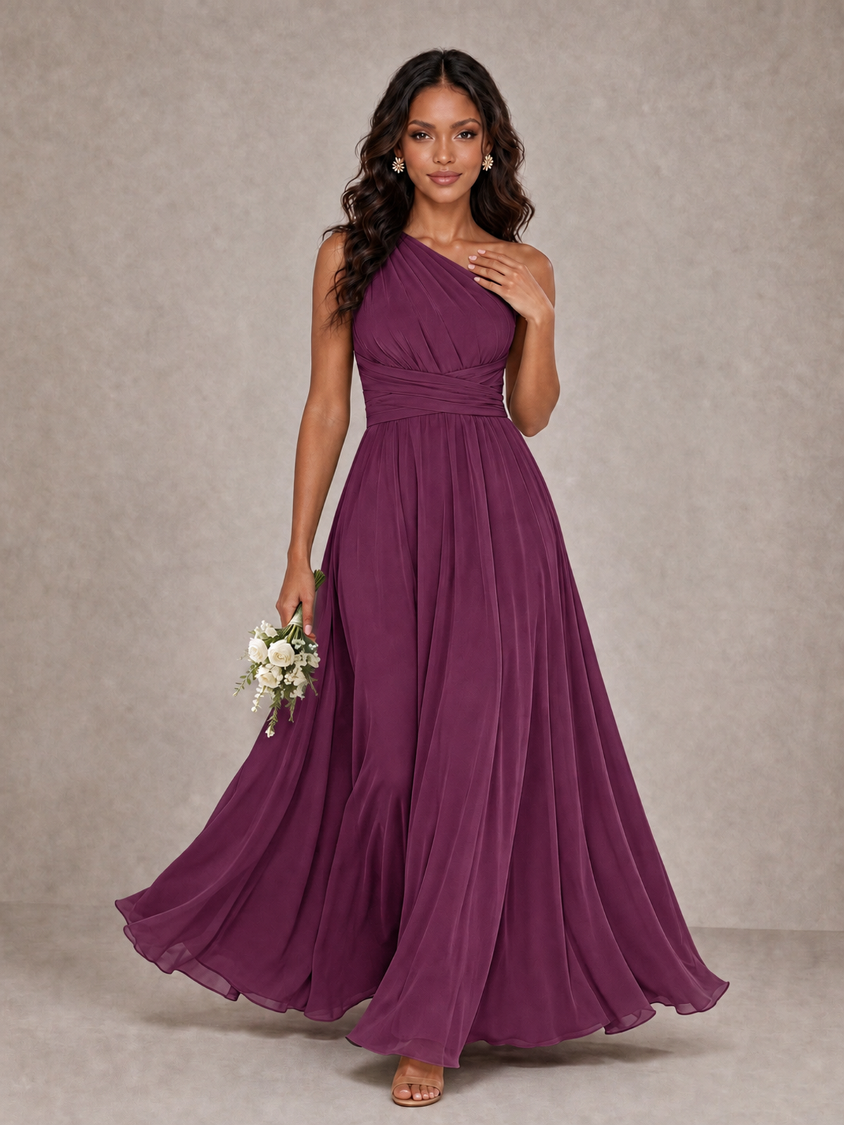 BOLODOO Plum One-Shoulder A-Line Bridesmaid Dress - Plum - Plum_1