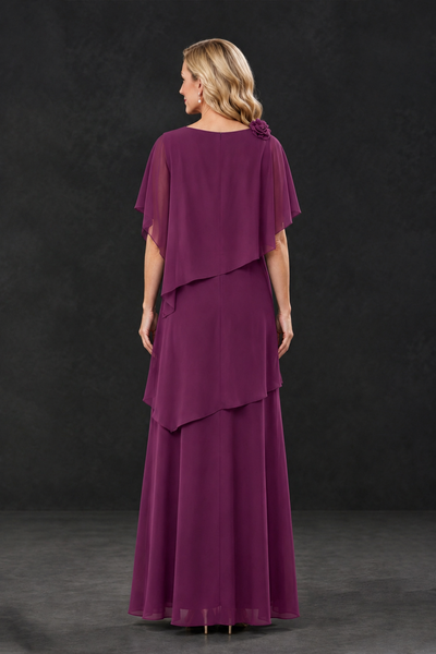 BOLODOO Plum Tiered Flutter Sleeve Mother of the Bride Maxi Dress - Plum - Plum_2