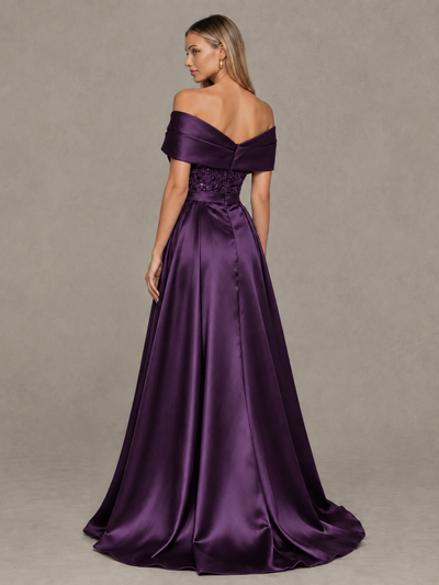 BOLODOO Plum Sequin Mermaid Evening Dress with Detachable Satin Overskirt and Sweep Train - Plum - Plum_2