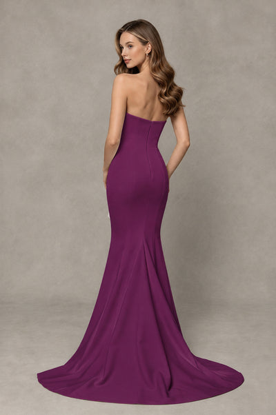BOLODOO Plum Strapless Mermaid Evening Dress with Ruffle Slit and Train - Plum - Plum_2
