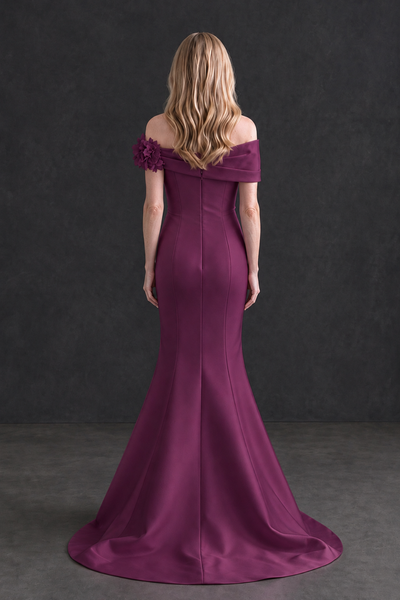 BOLODOO Plum Off-Shoulder Floral Mermaid Mother of the Bride Dress - Plum - Plum_2