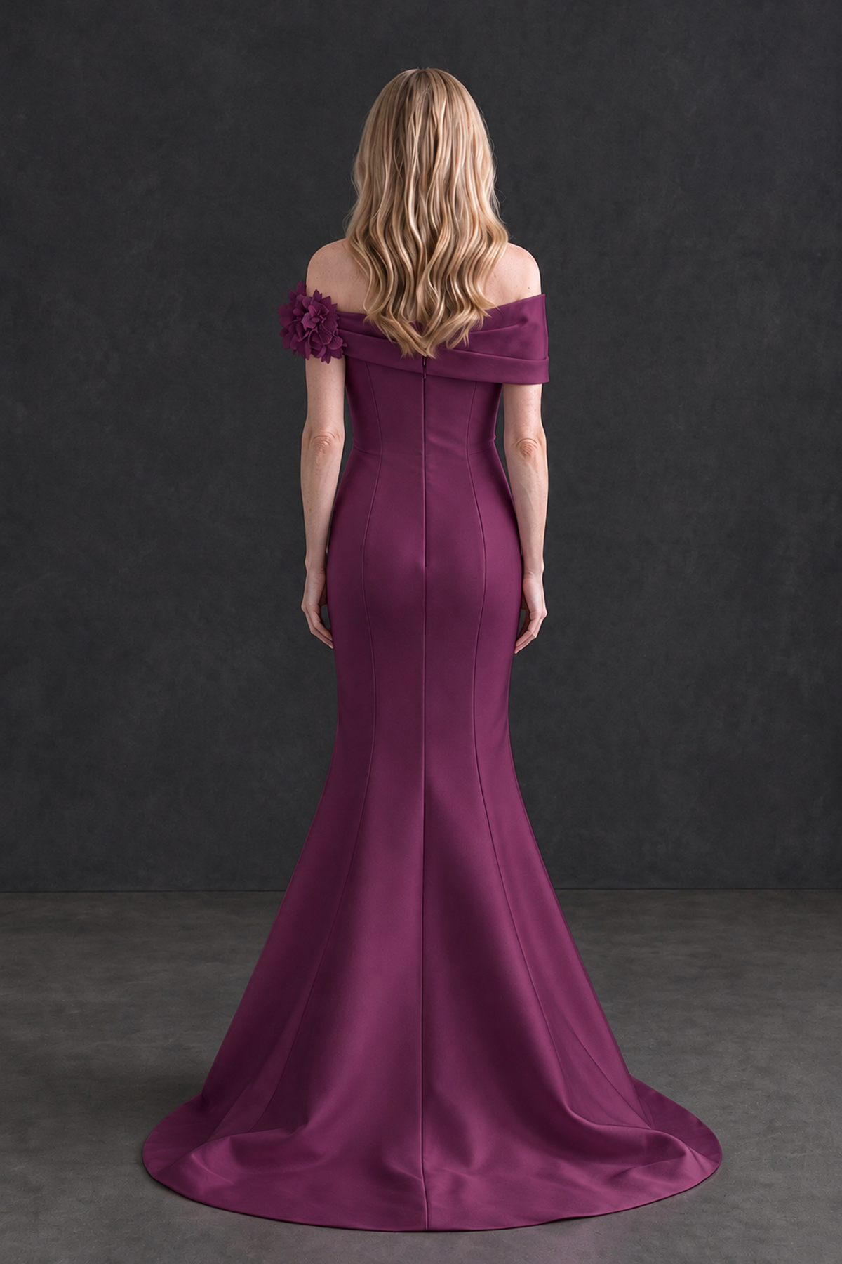 Plum Off-Shoulder Mermaid Mother of the Bride Dress | BOLODOO