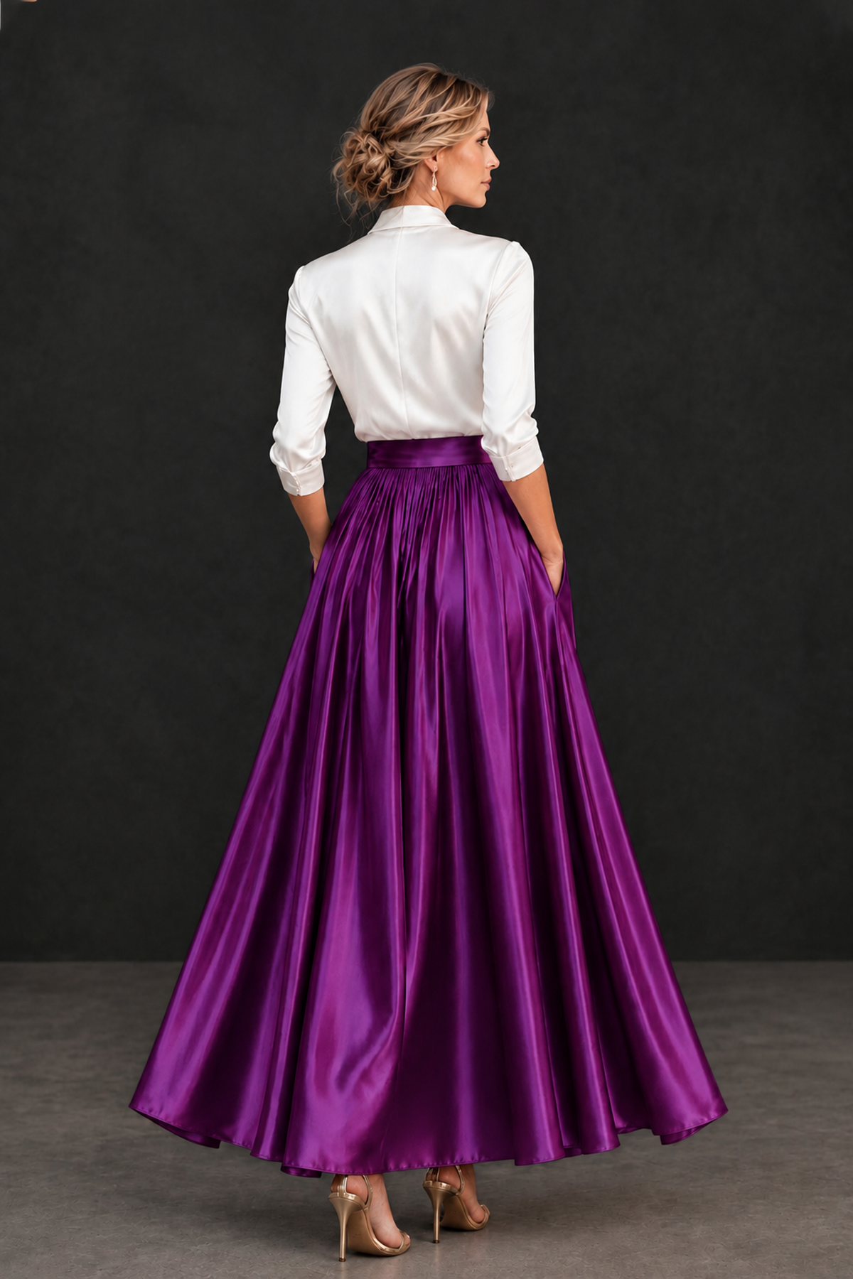 BOLODOO Plum and White V-Neck A-Line Mother of the Bride Dress - Plum - Plum_2