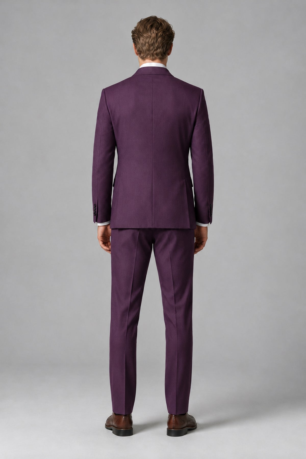 Bolodoo Men's Plum Double-Breasted Two-Piece Suit with Peak Lapels - Plum - Plum_3