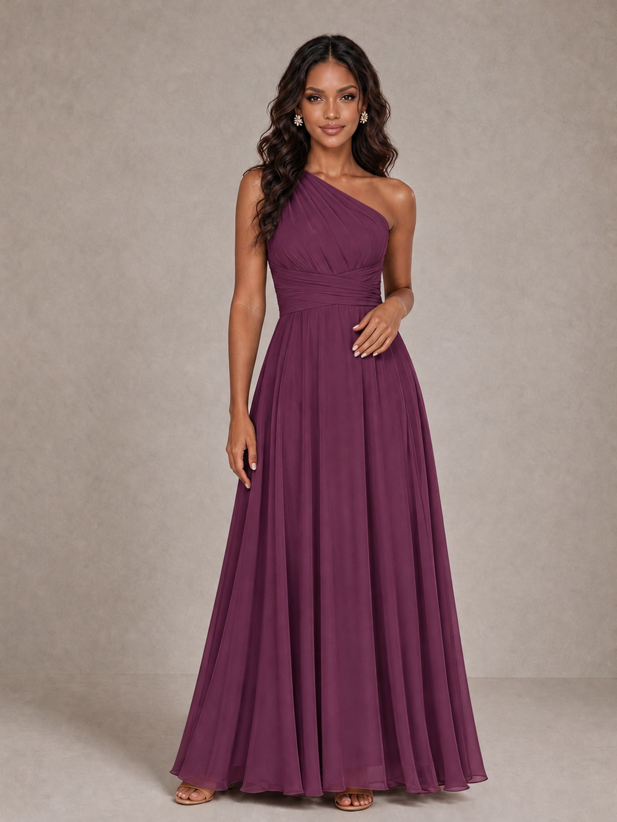 BOLODOO Plum One-Shoulder A-Line Bridesmaid Dress - Plum - Plum_3