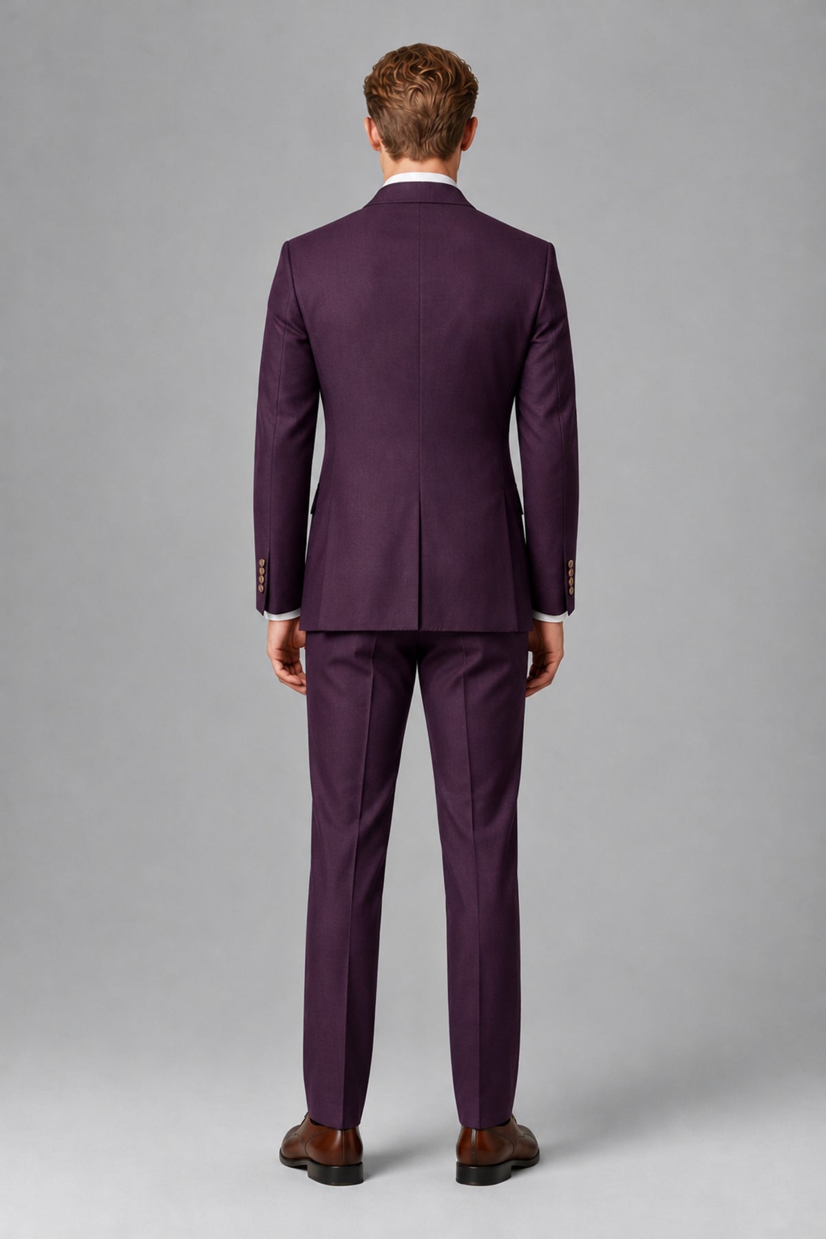 Bolodoo Men's Plum Double-Breasted 2-Piece Wedding Suit - Plum - Plum_3