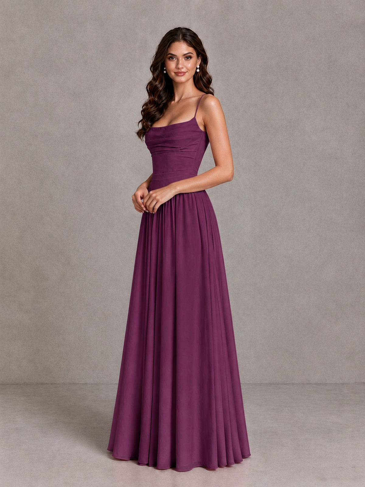 BOLODOO Plum Lace-Up Back A-Line Bridesmaid Dress - Plum - Plum_3
