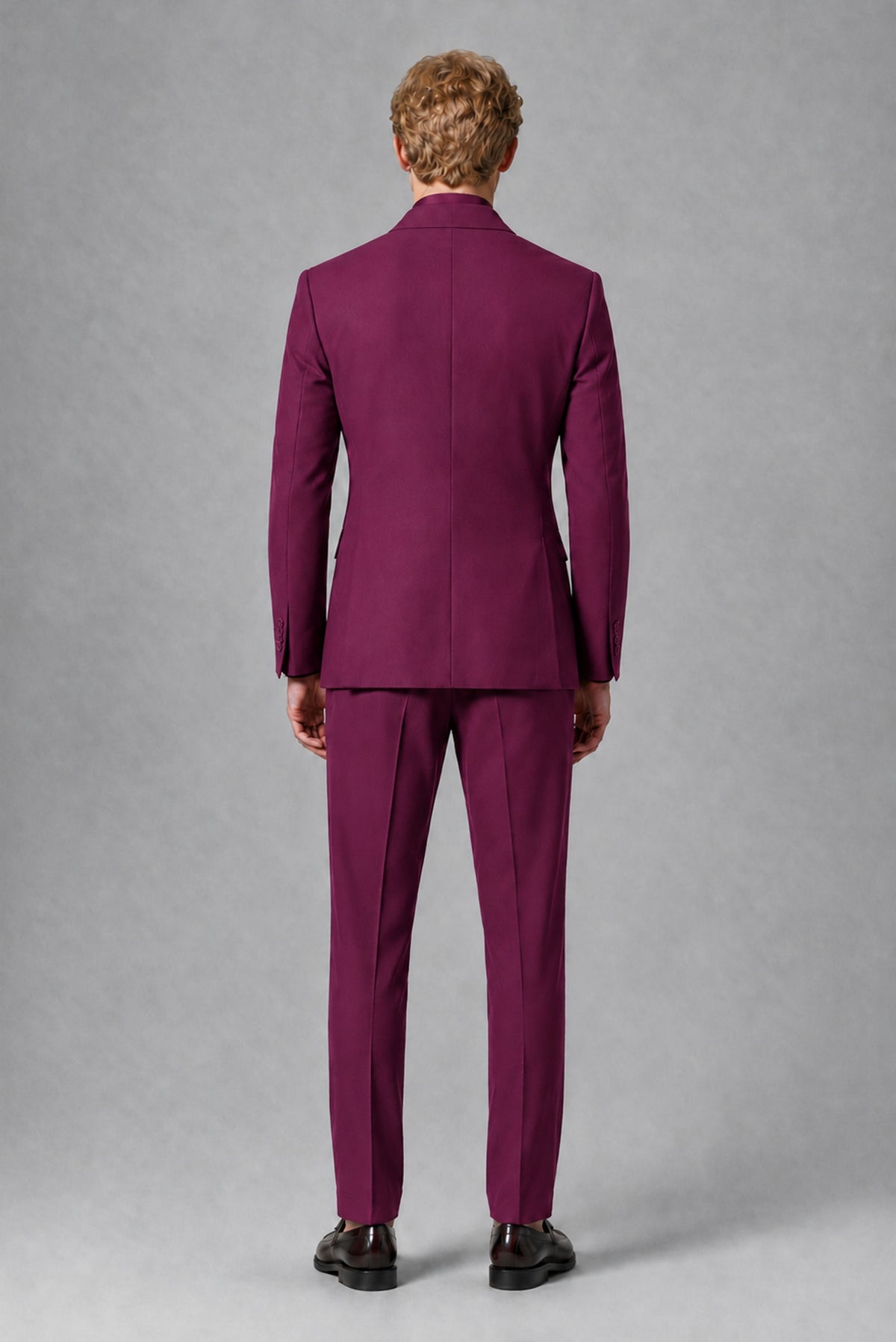 BOLODOO Men's Plum Double-Breasted Two-Piece Suit – Jacket & Trousers - Plum