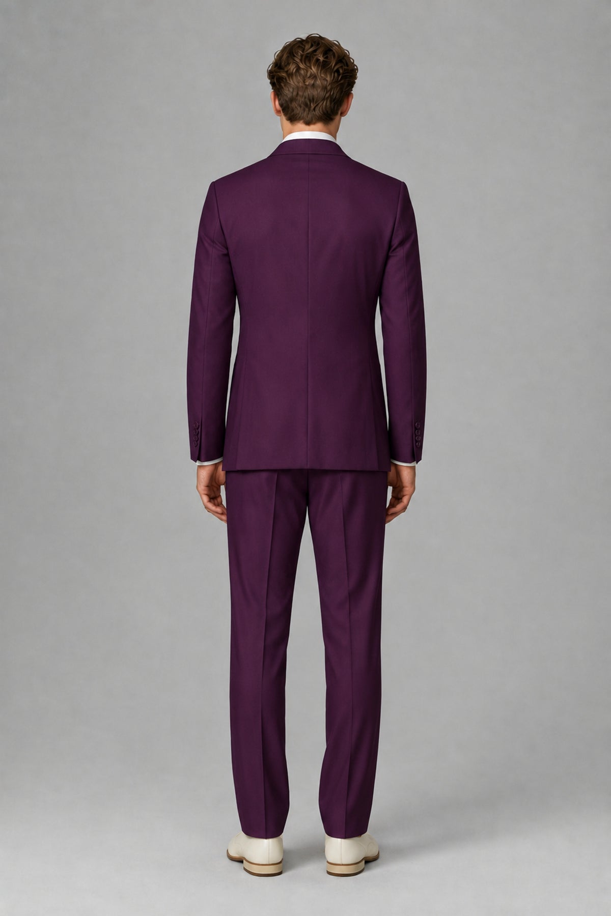 Bolodoo Men's Plum Wrap Tie-Waist Two-Piece Suit – Jacket & Trousers - Plum - Plum_3