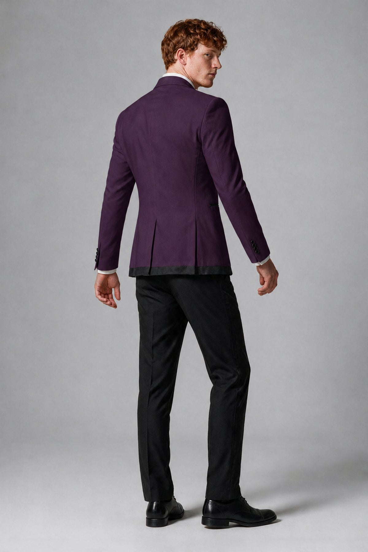 Bolodoo Men's Plum 3-Piece Shawl Lapel Tuxedo Suit with Vest - Plum - Plum_3