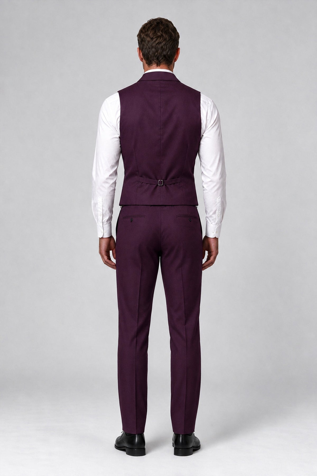 Bolodoo Men's Plum Double-Breasted Vest and Pants 2-Piece Suit - Plum - Plum_3