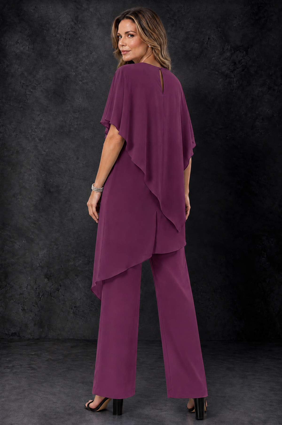 BOLODOO Plum Chiffon Two Piece Mother of the Bride Pant Suit - Plum - Plum_4