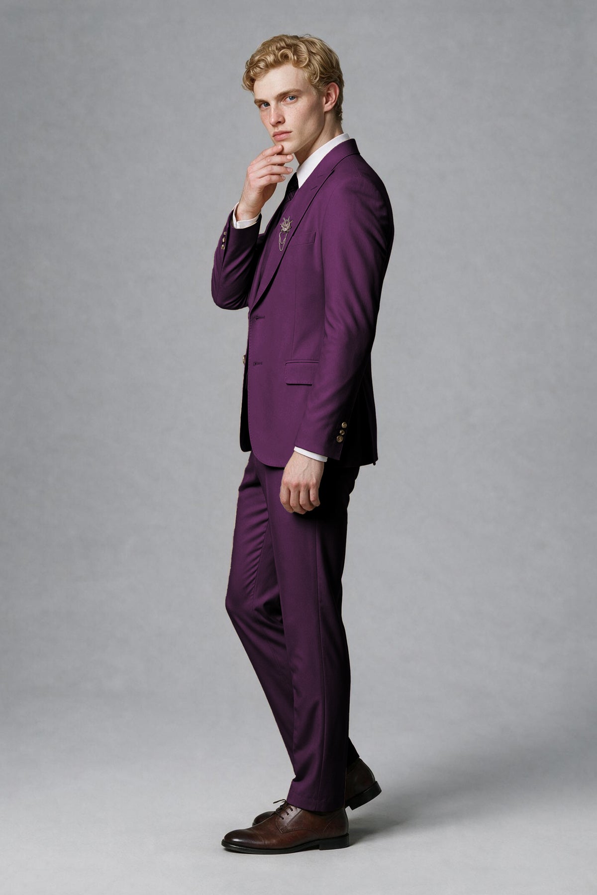 BOLODOO Men's Plum Two-Piece Wedding Suit – Jacket & Trousers - Plum