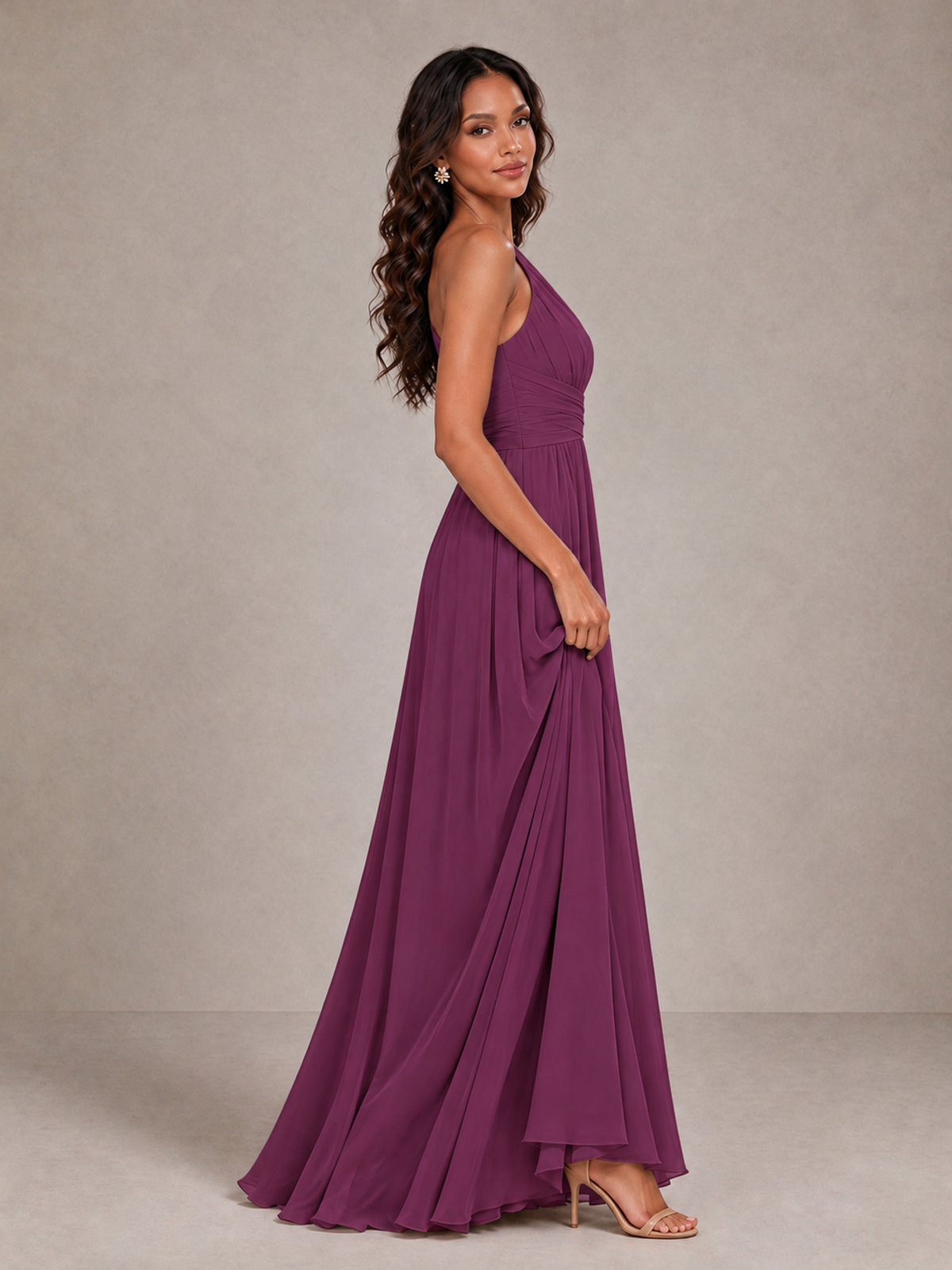 BOLODOO Plum One-Shoulder A-Line Bridesmaid Dress - Plum - Plum_4