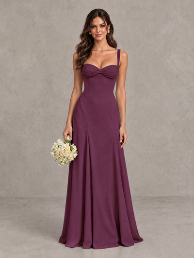 BOLODOO Plum Sweetheart Lace-Up Back Bridesmaid Dress - Plum - Plum (1)