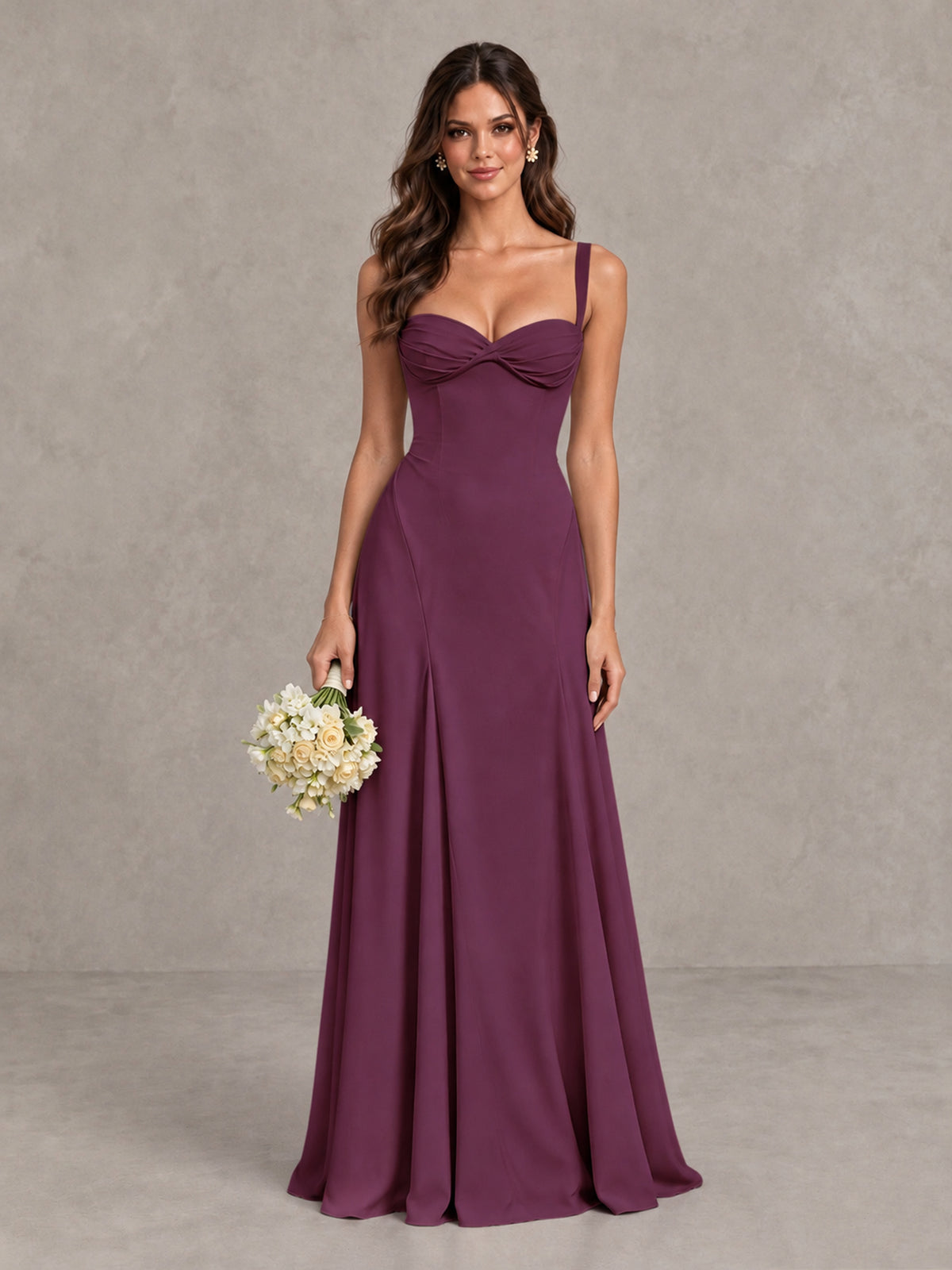 BOLODOO Plum Sweetheart Lace-Up Back Bridesmaid Dress - Plum - Plum (1)