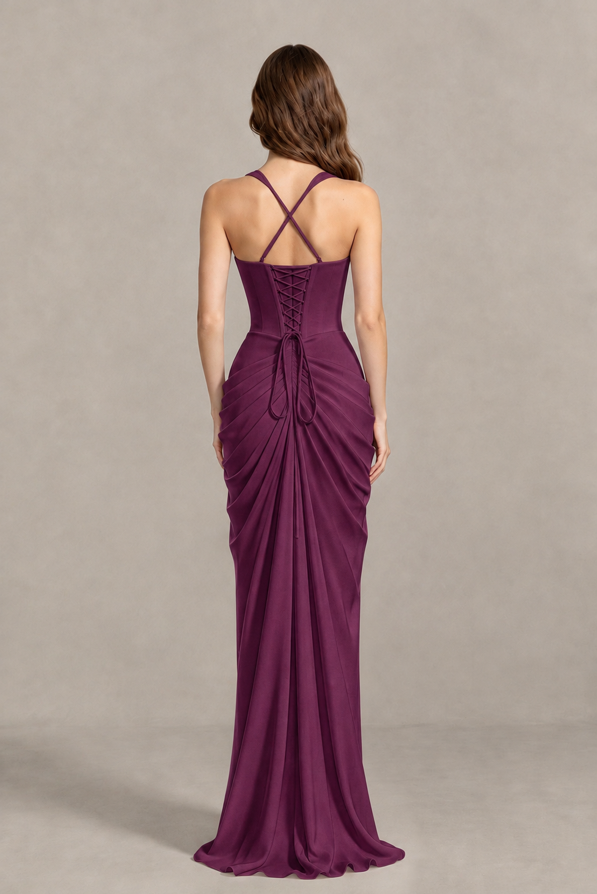 BOLODOO Chocolate Plum Sweetheart Maxi Dress with High Slit - Plum